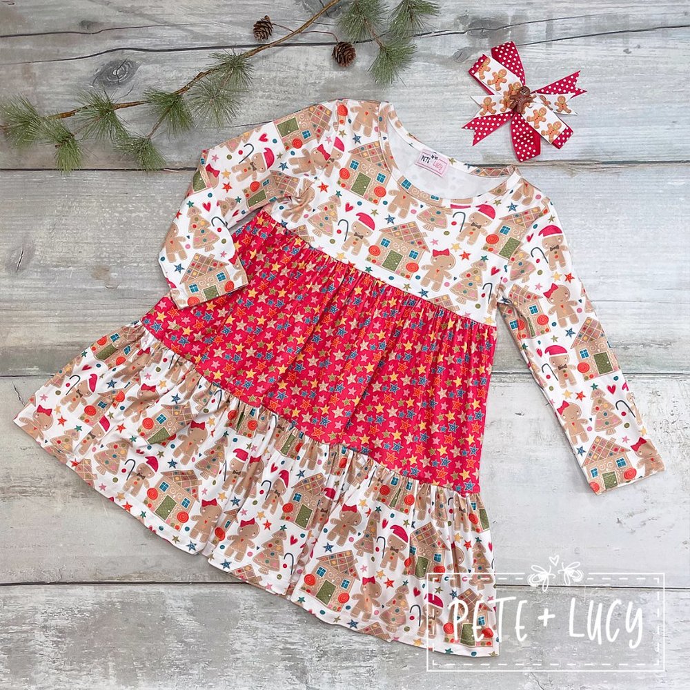 Jolly Gingerbread Long Sleeve Dress